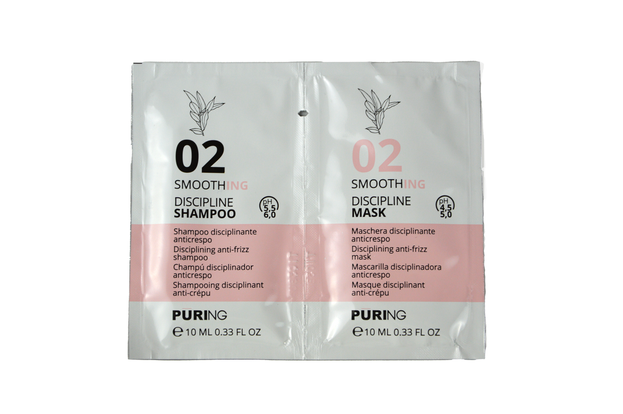 Puring Smoothing Șampon și Mască Disciplinantă pentru Păr Creț și Frizzy 10+10 ml