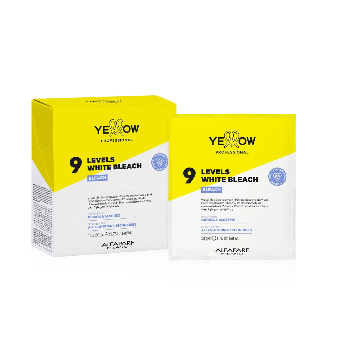 Yellow Pudră Decolorantă Albă 9 Tonuri – Decolorare Profesională Puternică cu Quinoa și Aloetrix- Set 12x50g